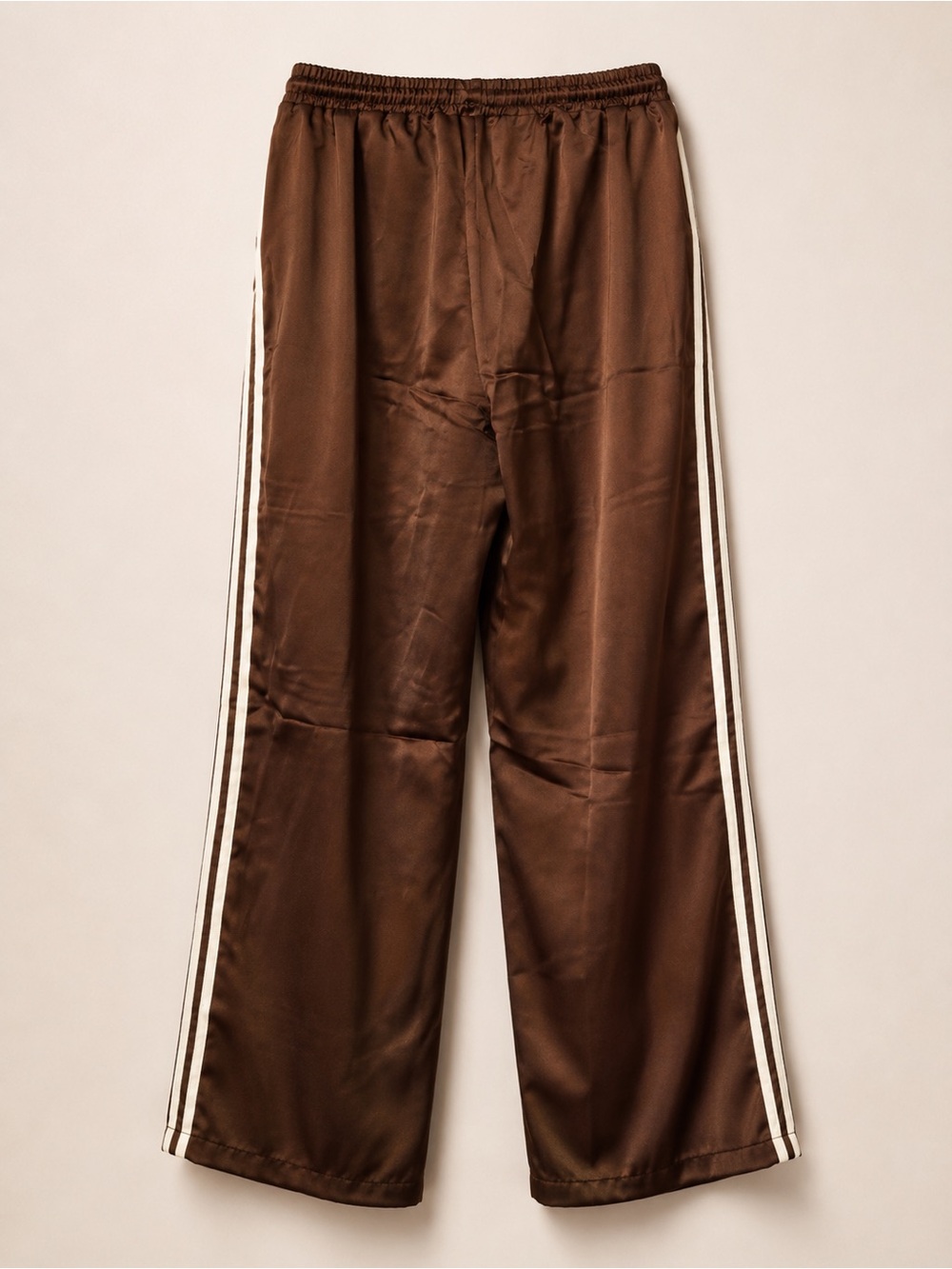 Sienna Sky NWT Chocolate Brown Satin Wide Leg Track Pants XL - Picture 2 of 4